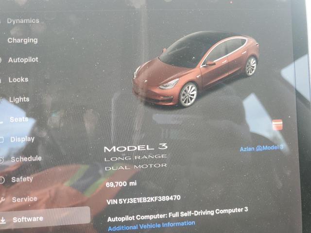 Photo 9 from auction – 2019 TESLA MODEL 3 with VIN 5YJ3E1EB2KF389470