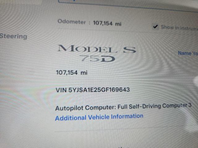 Photo 9 from auction – 2016 TESLA MODEL S with VIN 5YJSA1E25GF169643