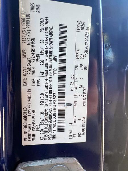 Photo 10 from auction – 2014 FORD ESCAPE TIT with VIN 1FMCU0J93EUE25271