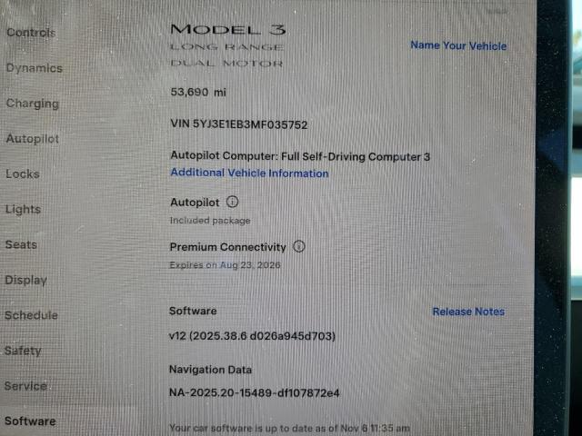 Photo 9 from auction – 2021 TESLA MODEL 3 with VIN 5YJ3E1EB3MF035752