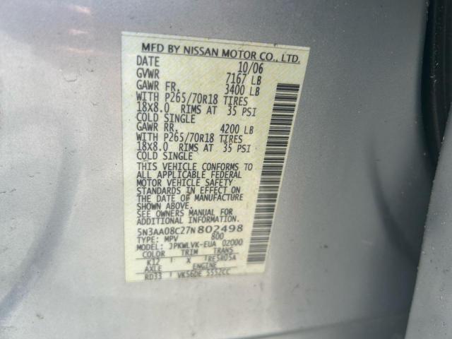Photo 10 from auction – 2007 INFINITI QX56 with VIN 5N3AA08C27N802498