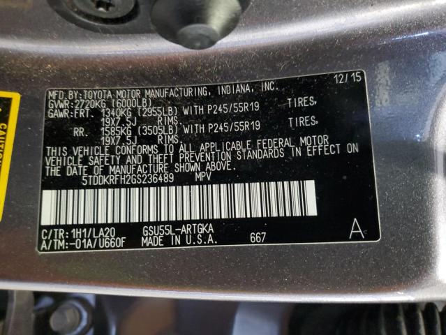 Photo 14 from auction – 2016 TOYOTA HIGHLANDER with VIN 5TDDKRFH2GS236489