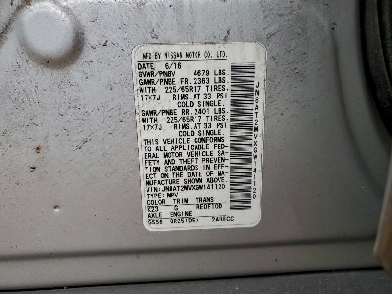 Photo 14 from auction – 2016 NISSAN ROGUE S with VIN JN8AT2MVXGW141120