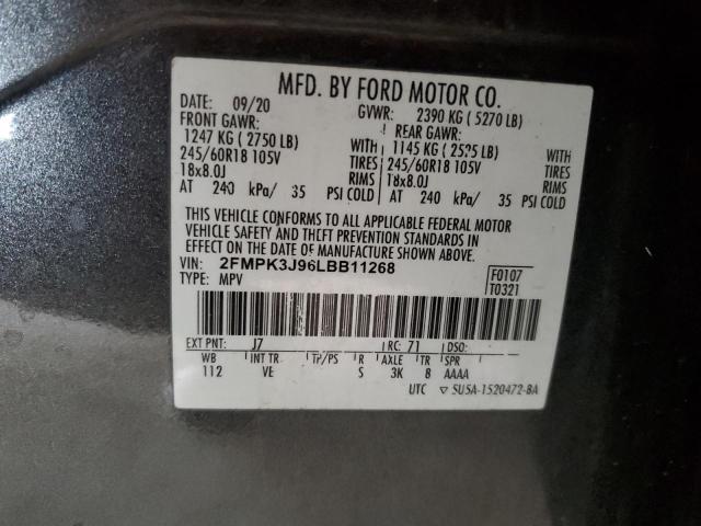 Photo 14 from auction – 2020 FORD EDGE SEL with VIN 2FMPK3J96LBB11268
