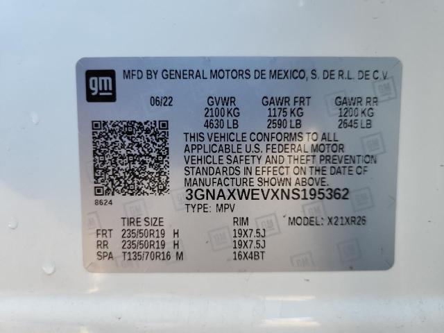 Photo 14 from auction – 2022 CHEVROLET EQUINOX RS with VIN 3GNAXWEVXNS195362