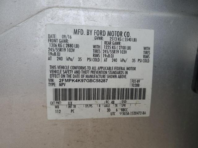 Photo 14 from auction – 2016 FORD EDGE TITAN with VIN 2FMPK4K97GBC58287