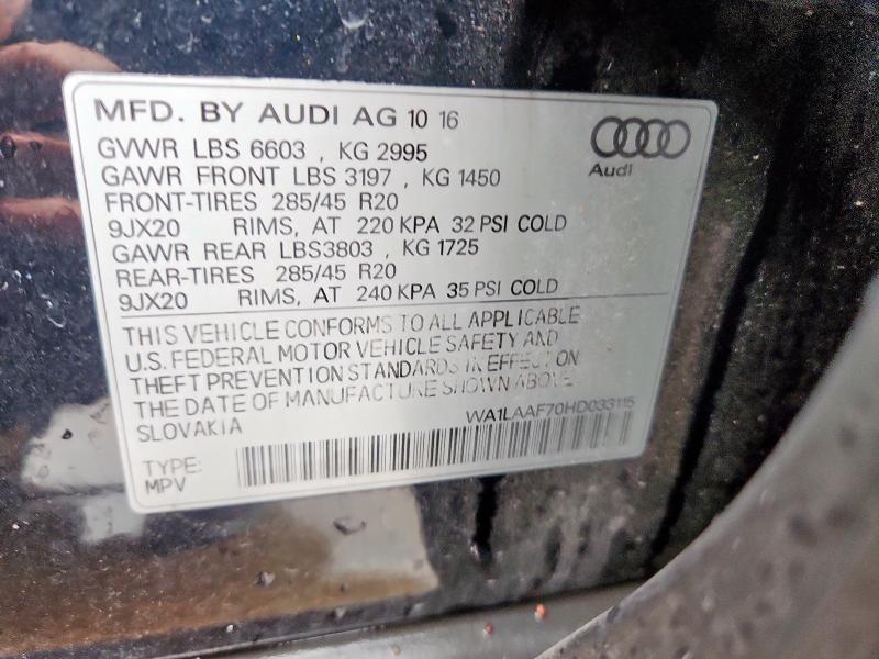 Фото 14 с аукциона – 2017 AUDI Q7 PREMIUM с VIN WA1LAAF70HD033115