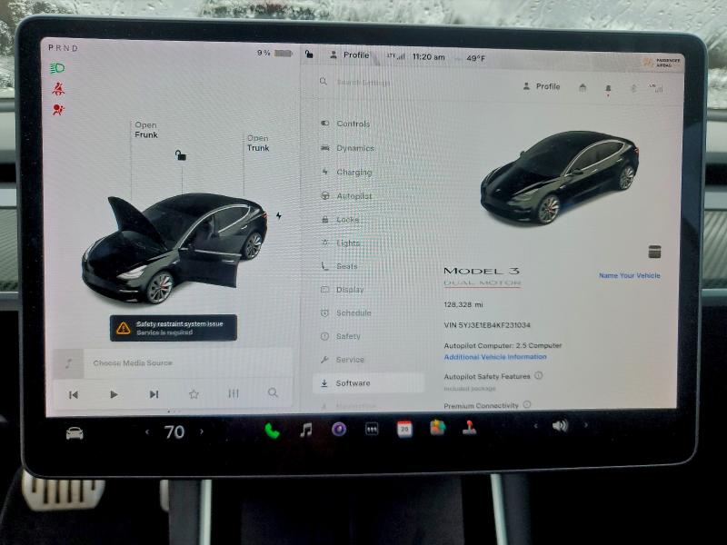 Photo 9 from auction – 2019 TESLA MODEL 3 with VIN 5YJ3E1EB4KF231034