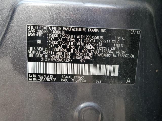Photo 14 from auction – 2013 TOYOTA RAV4 LIMIT with VIN 2T3DFREV2DW073347