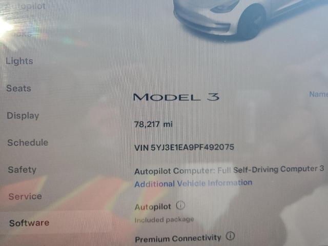 Photo 9 from auction – 2023 TESLA MODEL 3 with VIN 5YJ3E1EA9PF492075