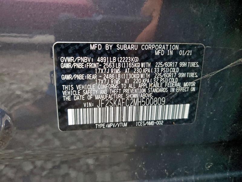 Photo 14 from auction – 2021 SUBARU FORESTER P with VIN JF2SKAFC2MH500809