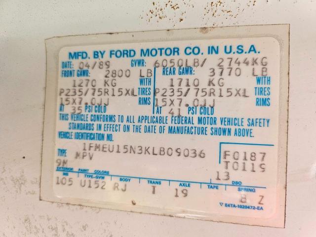 Photo 10 from auction – 1989 FORD BRONCO U10 with VIN 1FMEU15N3KLB09036