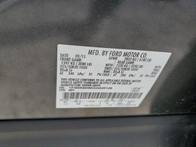 Photo 14 from auction – 2016 FORD EXPLORER with VIN 1FM5K8D86GGA95126