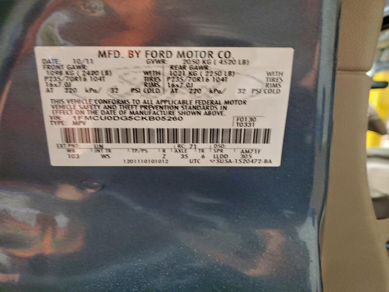 Photo 14 from auction – 2012 FORD ESCAPE XLT with VIN 1FMCU0DG5CKB05260