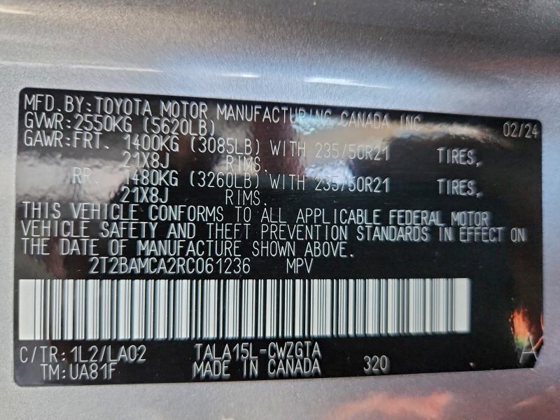 Photo 14 from auction – 2024 LEXUS RX 350 BAS with VIN 2T2BAMCA2RC061236