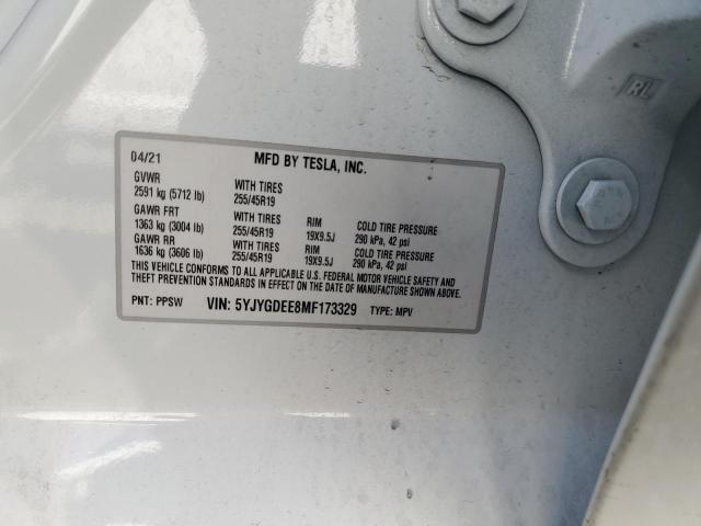 Foto 14 de la subasta – 2021 TESLA MODEL Y con VIN 5YJYGDEE8MF173329