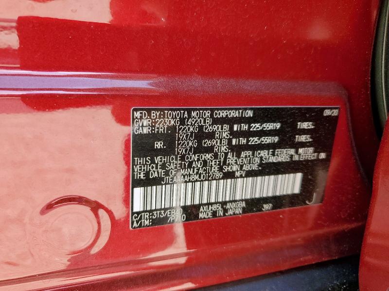 Photo 14 from auction – 2021 TOYOTA VENZA LE with VIN JTEAAAAH8MJ012789