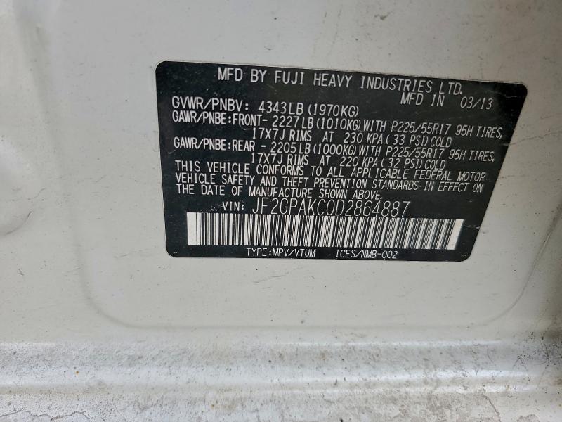 Photo 14 from auction – 2013 SUBARU XV CROSSTR with VIN JF2GPAKC0D2864887