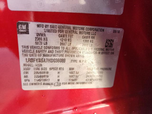 Photo 14 from auction – 2017 BUICK ENVISION E with VIN LRBFXBSA7HD038089
