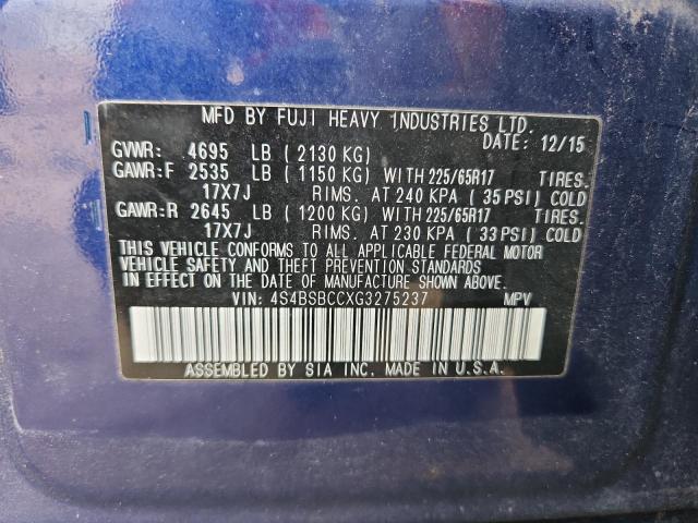 Photo 14 from auction – 2016 SUBARU OUTBACK 2. with VIN 4S4BSBCCXG3275237