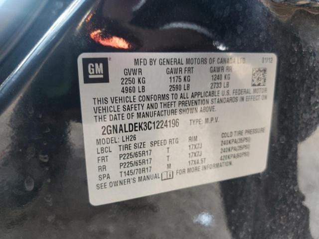 Photo 14 from auction – 2012 CHEVROLET EQUINOX LT with VIN 2GNALDEK3C1224196
