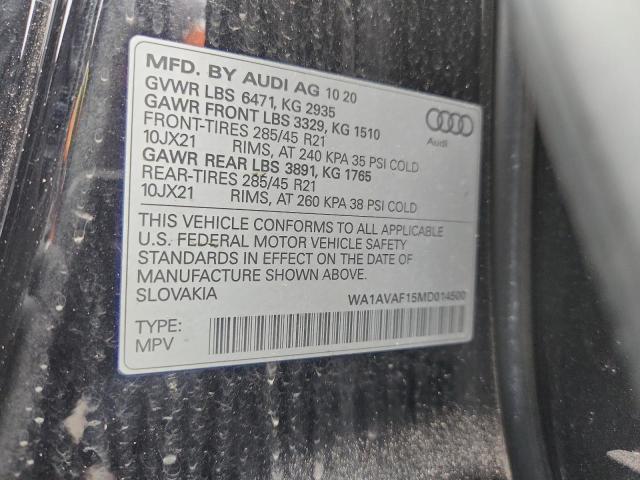 Photo 14 from auction – 2021 AUDI Q8 PREMIUM with VIN WA1AVAF15MD014500