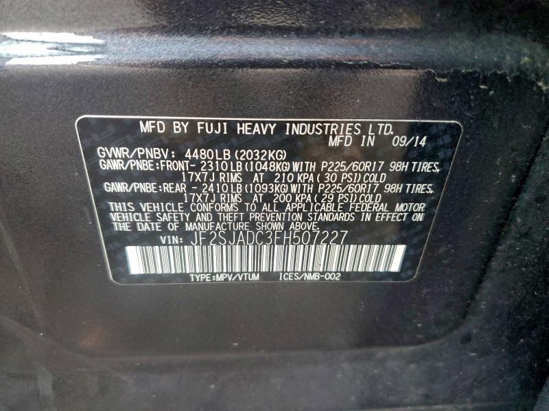 Photo 14 from auction – 2015 SUBARU FORESTER 2 with VIN JF2SJADC3FH507227