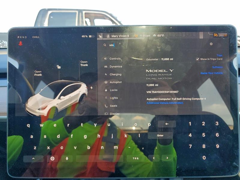 Photo 9 from auction – 2025 TESLA MODEL Y with VIN 7SAYGDEE5SF281987