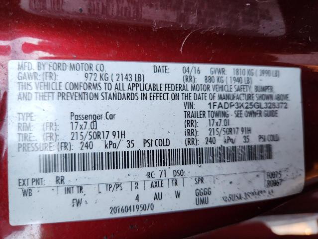 Photo 14 from auction – 2016 FORD FOCUS SE with VIN 1FADP3K25GL326372
