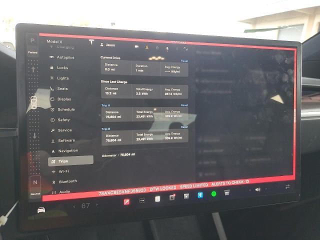 Photo 9 from auction – 2022 TESLA MODEL X with VIN 7SAXCBE5XNF355923