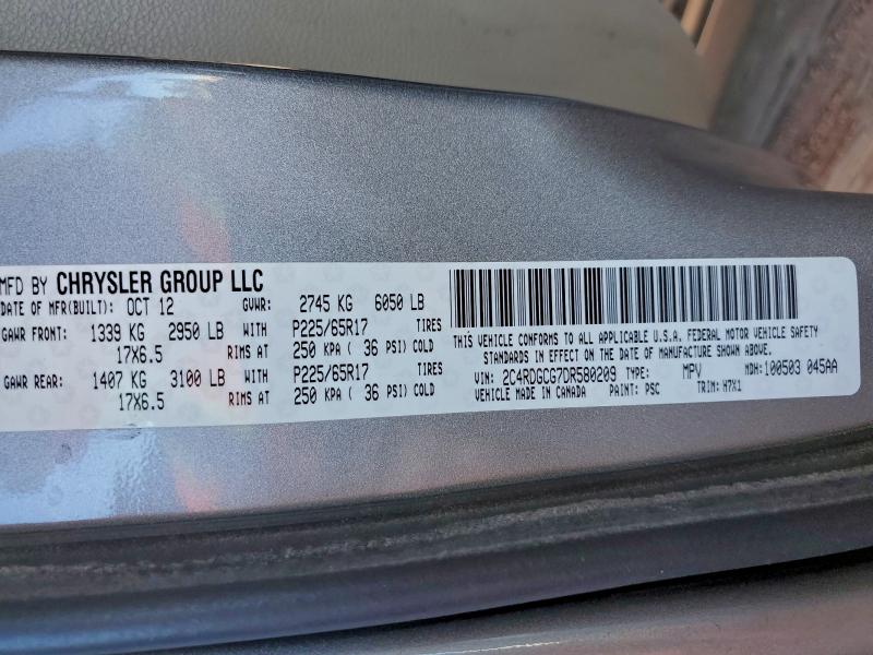 Photo 14 from auction – 2013 DODGE GRAND CARAVAN with VIN 2C4RDGCG7DR580209