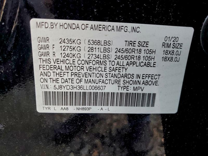 Photo 14 from auction – 2020 ACURA MDX with VIN 5J8YD3H36LL006607