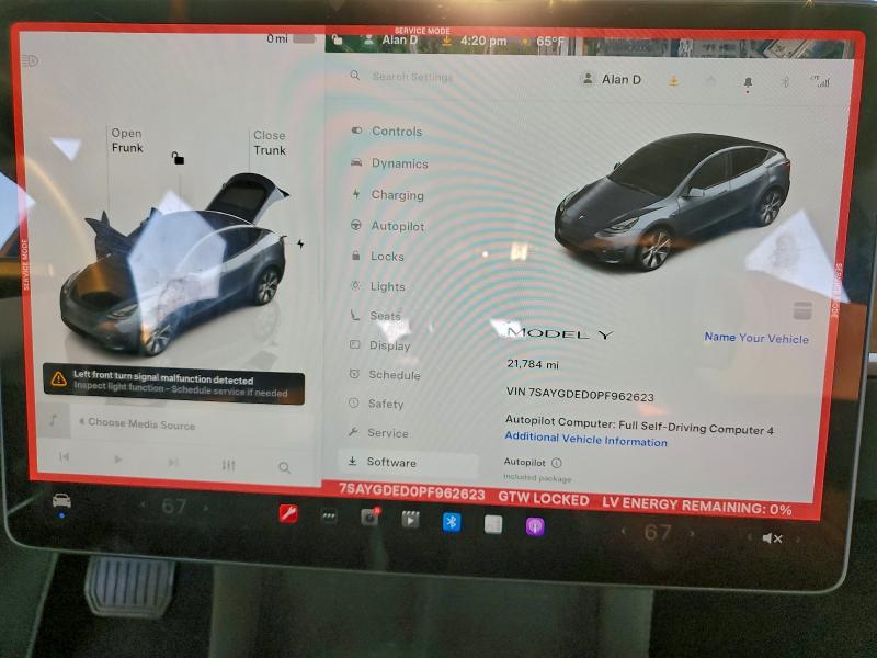 Photo 9 from auction – 2023 TESLA MODEL Y with VIN 7SAYGDED0PF962623