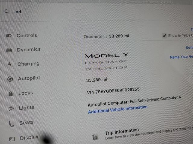 Photo 9 from auction – 2024 TESLA MODEL Y with VIN 7SAYGDEE6RF029255