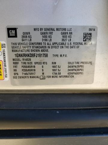 Photo 14 from auction – 2015 CHEVROLET TRAVERSE L with VIN 1GNKRHKD8FJ181758