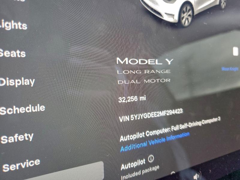 Photo 9 from auction – 2021 TESLA MODEL Y with VIN 5YJYGDEE2MF294423