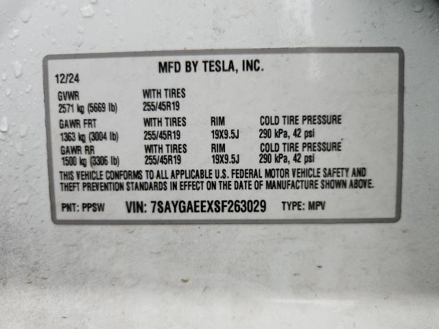 Photo 14 from auction – 2025 TESLA MODEL Y with VIN 7SAYGAEEXSF263029