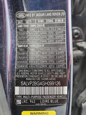 Photo 14 from auction – 2016 LAND ROVER RANGE ROVE with VIN SALVP2BG4GH099126