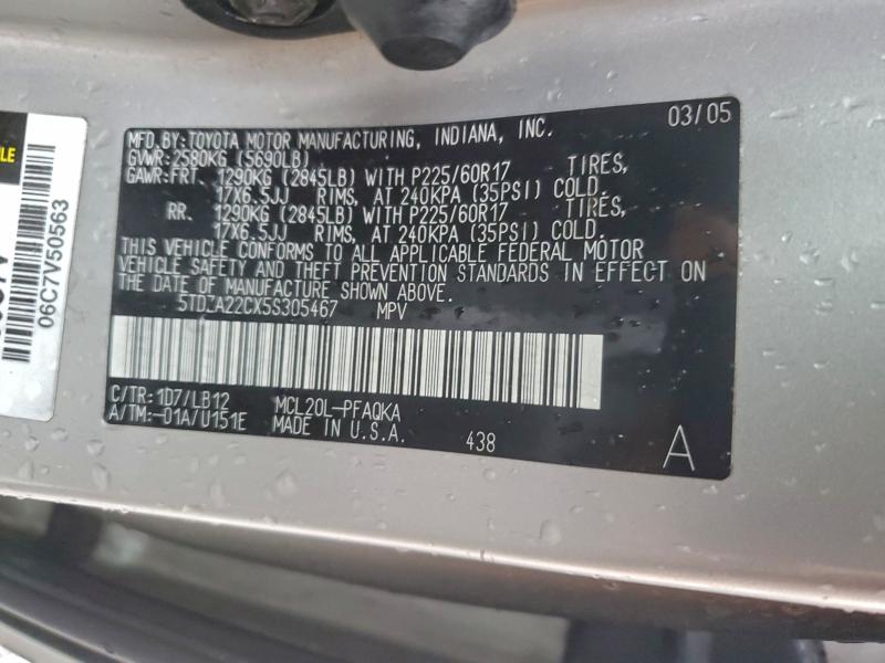 Photo 14 from auction – 2005 TOYOTA SIENNA with VIN 5TDZA22CX5S305467