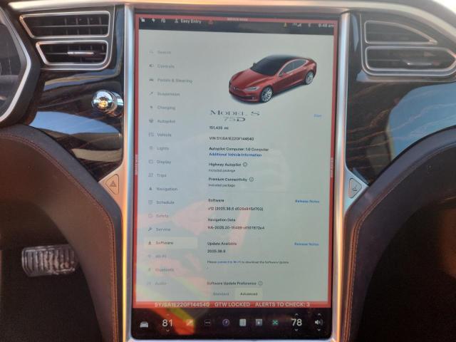 Photo 9 from auction – 2016 TESLA MODEL S with VIN 5YJSA1E22GF144540