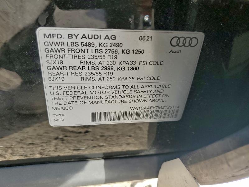 Photo 14 from auction – 2021 AUDI Q5 PREMIUM with VIN WA1BAAFY7M2123114