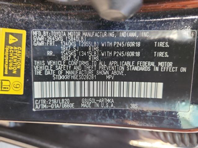 Photo 14 from auction – 2014 TOYOTA HIGHLANDER with VIN 5TDKKRFH6ES028281
