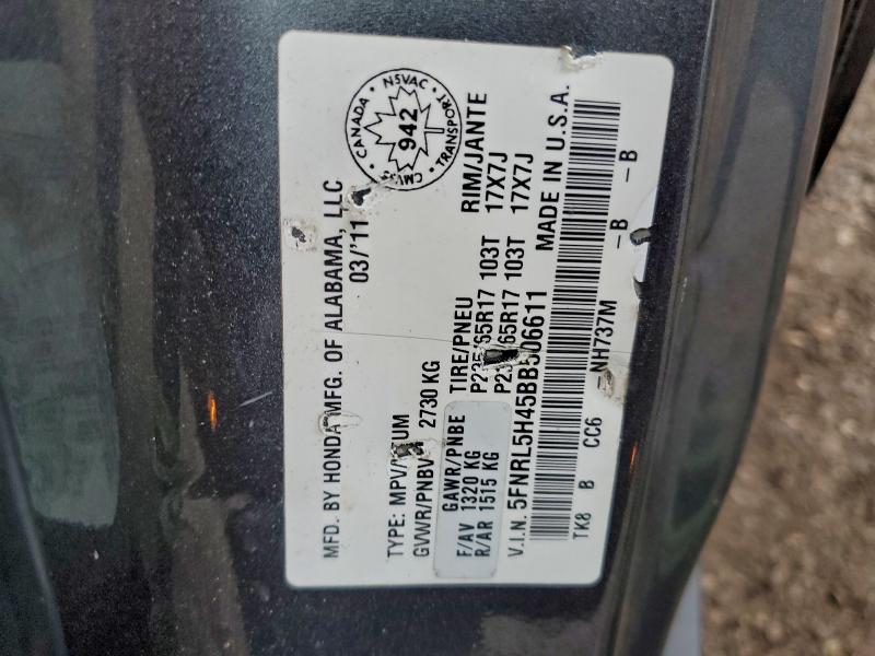 Photo 14 from auction – 2011 HONDA ODYSSEY with VIN 5FNRL5H45BB506611
