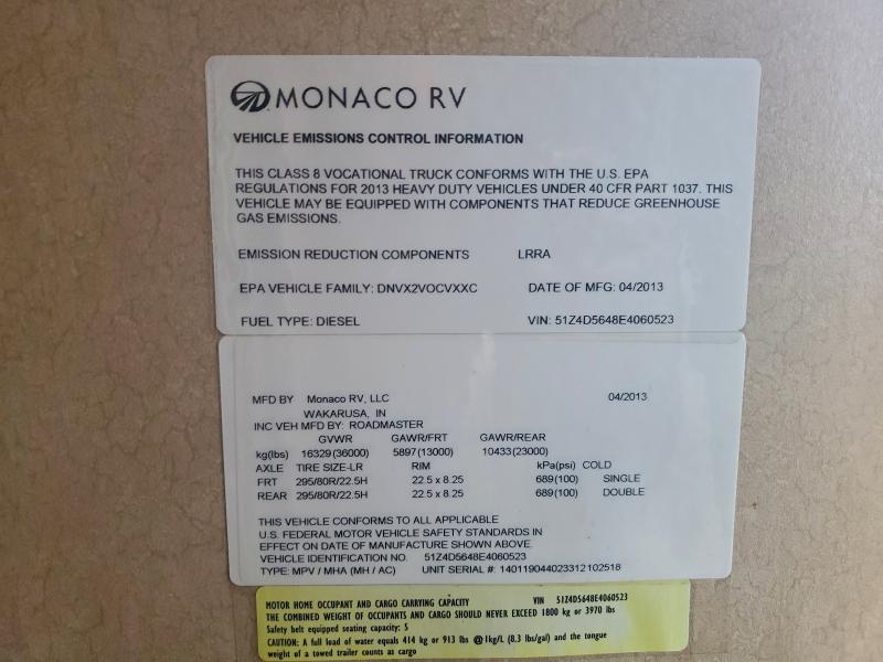 Photo 10 from auction – 2014 MONACO KNIGHT with VIN 51Z4D5648E4060523