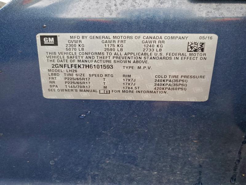 Photo 14 from auction – 2017 CHEVROLET EQUINOX LT with VIN 2GNFLFEK7H6101593