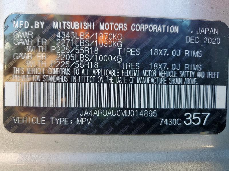 Photo 14 from auction – 2021 MITSUBISHI OUTLANDER with VIN JA4ARUAU0MU014895