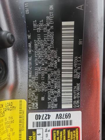 Photo 14 from auction – 2012 TOYOTA SIENNA LE with VIN 5TDKK3DC6CS176481