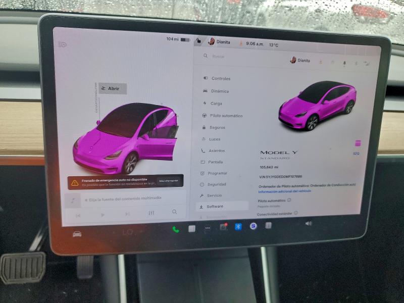 Photo 9 from auction – 2021 TESLA MODEL Y with VIN 5YJYGDED0MF107686