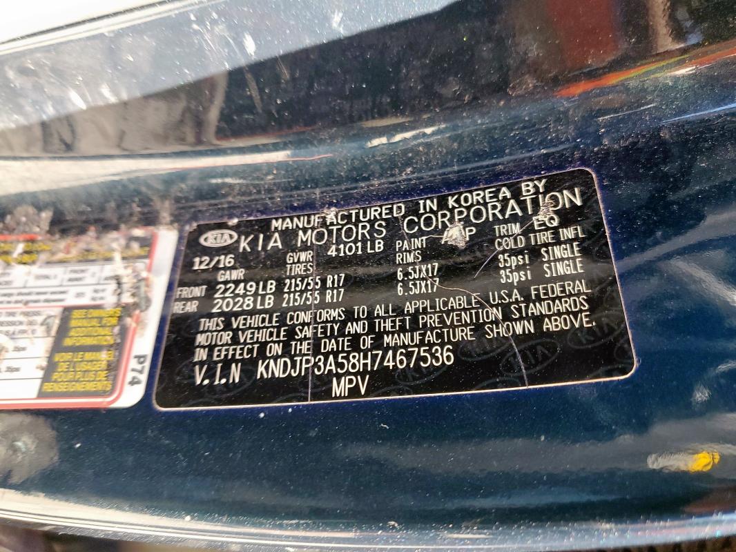 Photo 14 from auction – 2017 KIA SOUL with VIN KNDJP3A58H7467536