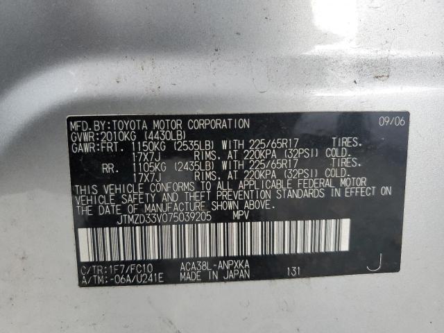Zdjęcie 14 z aukcji – 2007 TOYOTA RAV4 z VIN JTMZD33V075039205